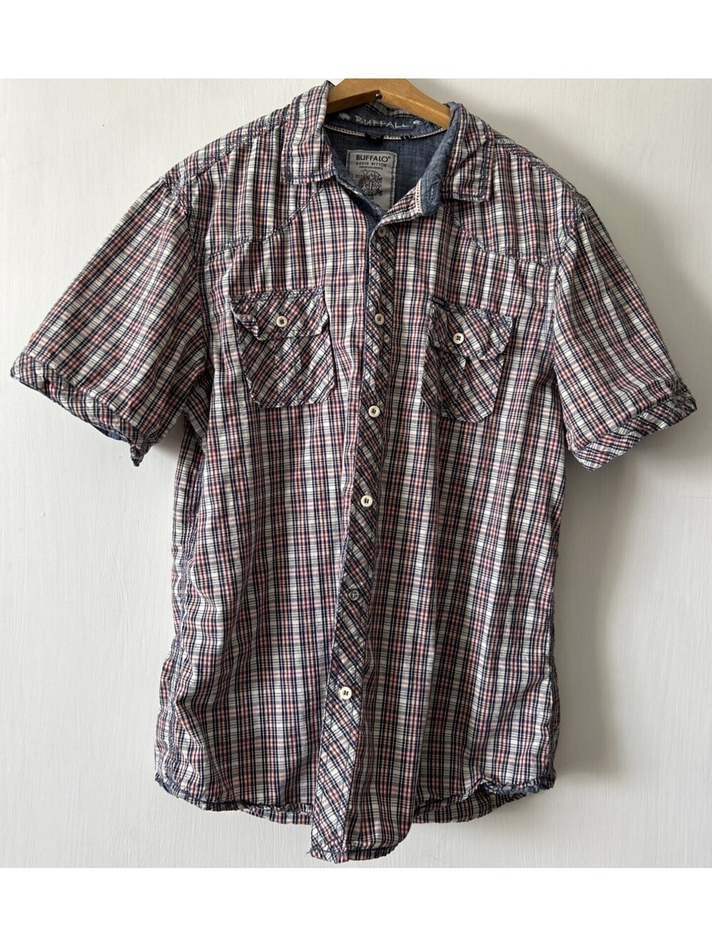 Bufalo David Bitton Premium Shirt Men's Size M 100% Cotton Plaid